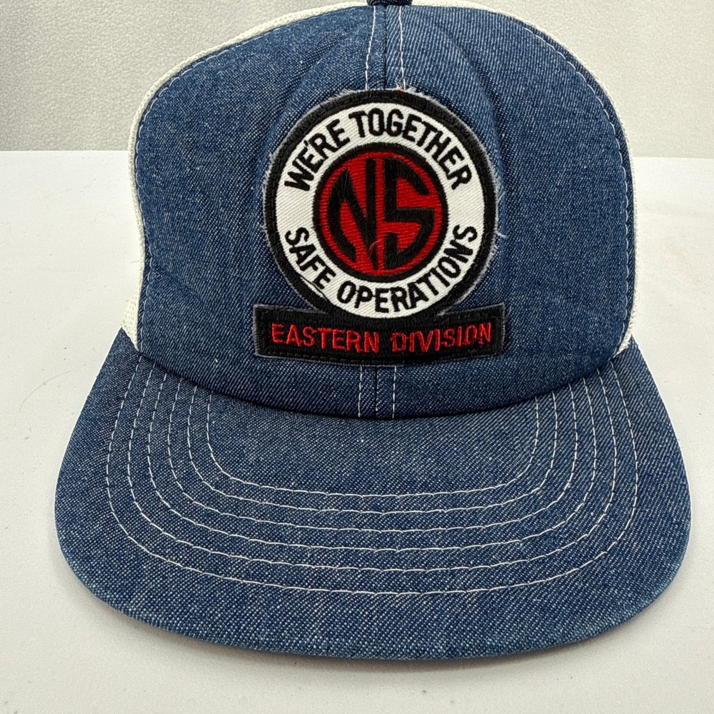 Cardinal Norfolk Southern Railway Hat Mens Blue White Vintage Trucker Cap